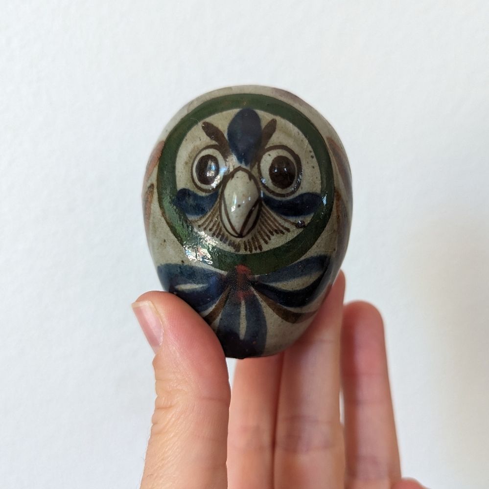Jorge Wilmot Vintage Signed Tonala Mexico Pottery 2.5" Owl Figurine Folk Art MCM - Picture 10 of 15